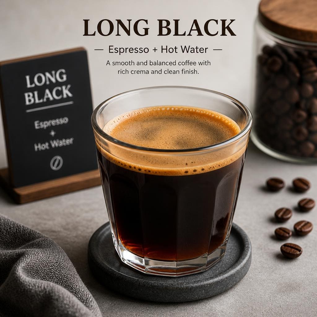 Long Black Coffee dari Menu Tujuh Satu Kopi
